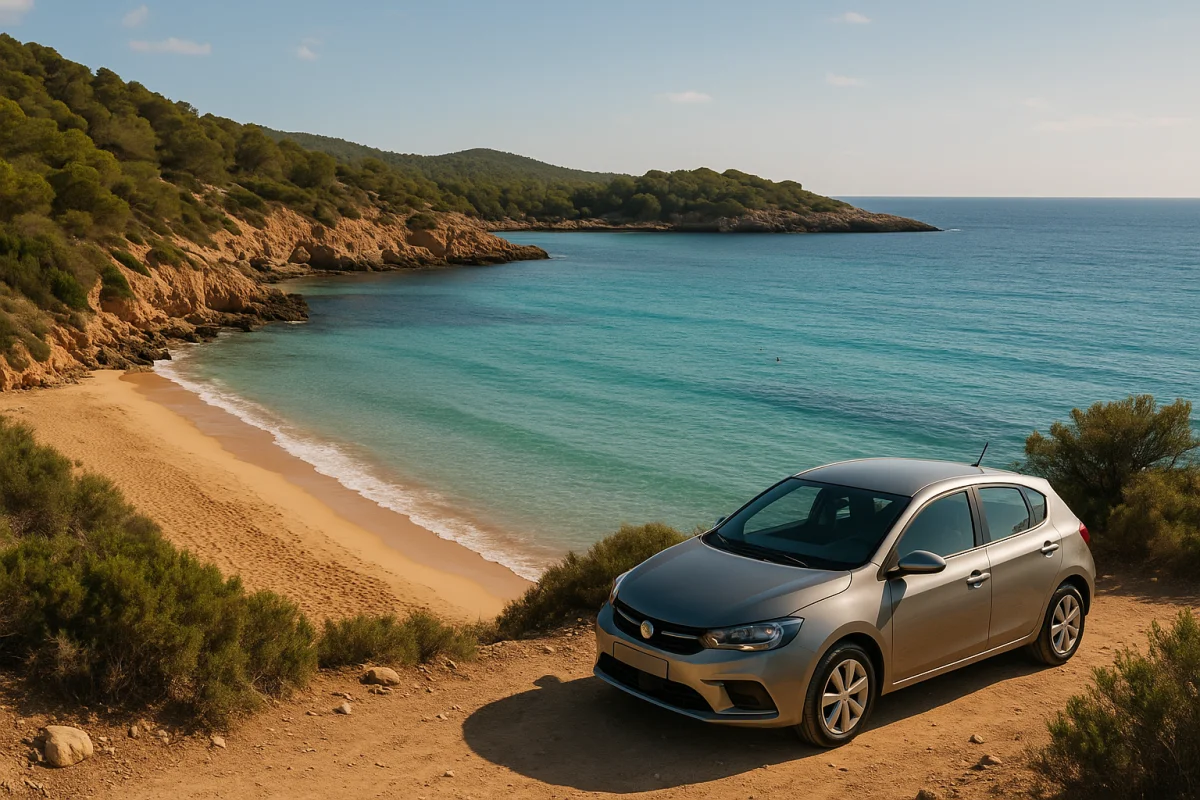 Panoramastraße auf Ibiza mit Blick auf versteckte Buchten